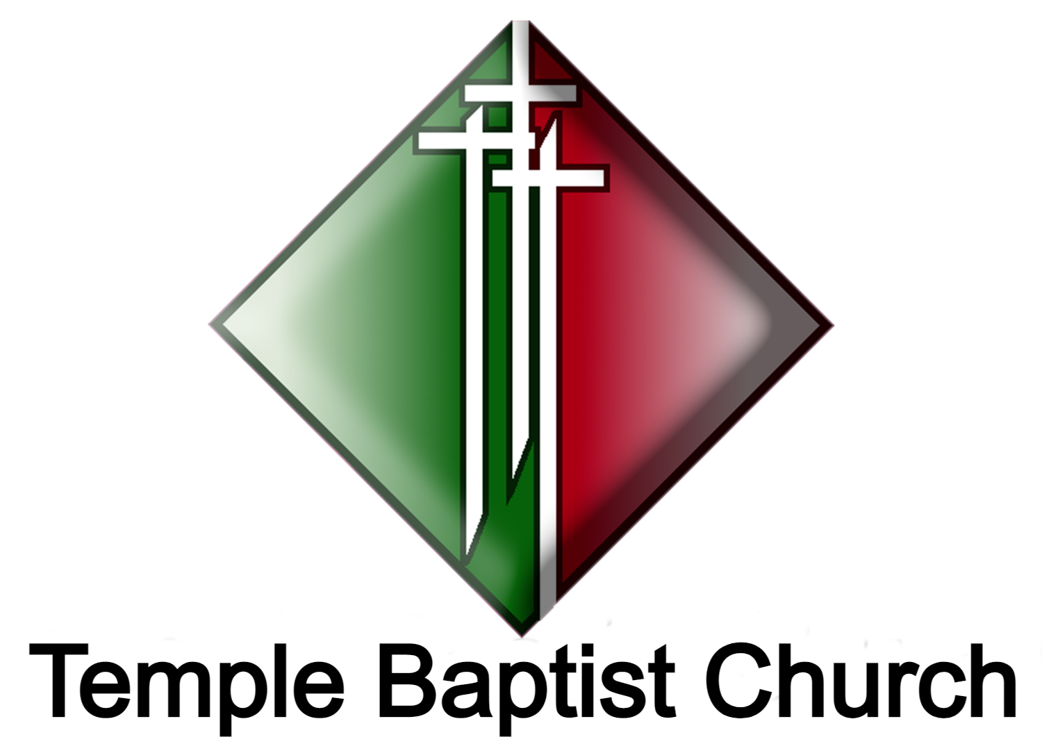 A green and red diamond with three crosses on it.